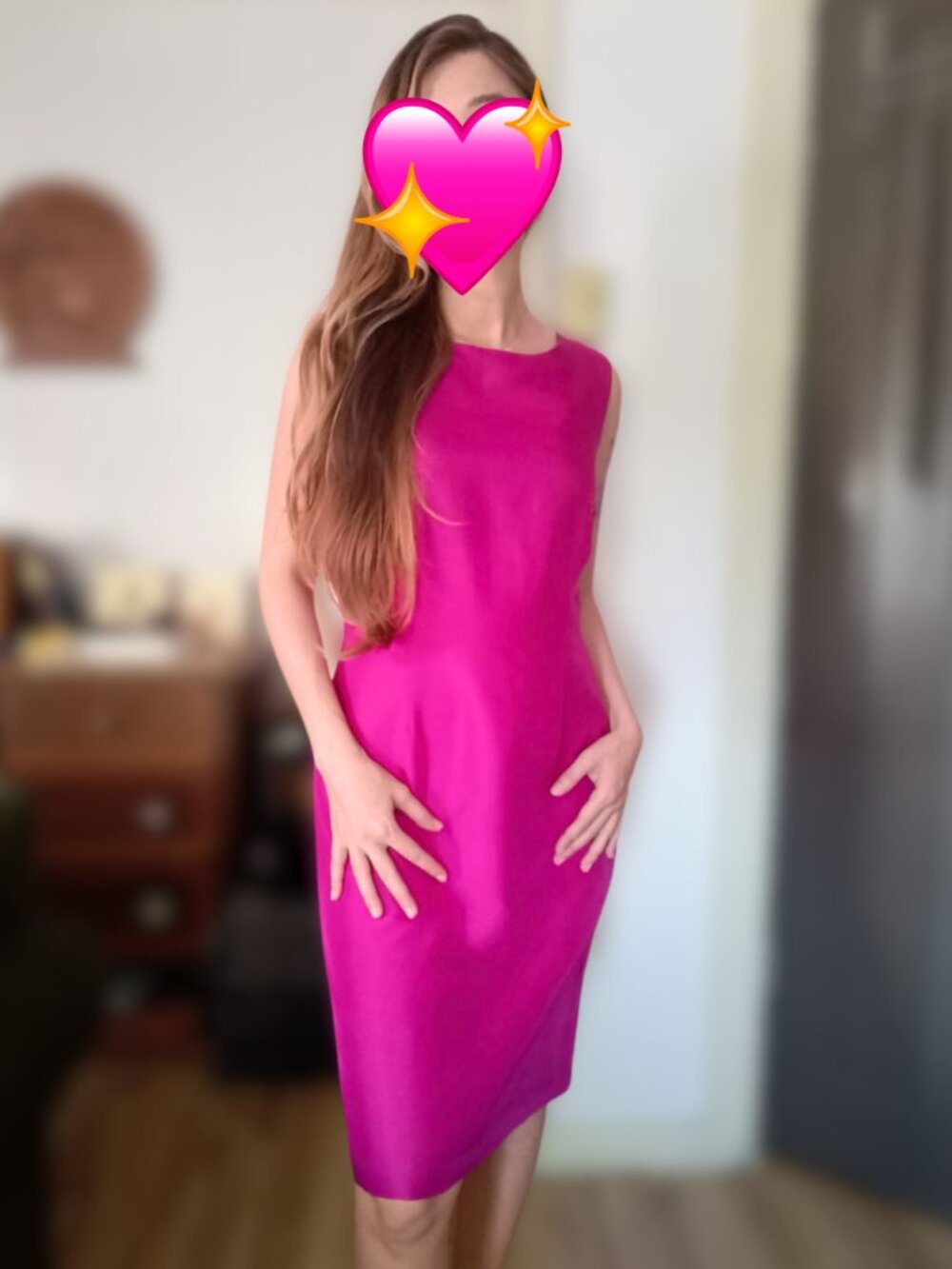 Vintage Fuchsia 100% Silk Shift Dress NWT Deadstock Sleeveless Size M/L
